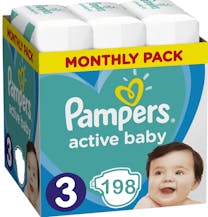 Pampers Active Baby Maat 3 - 198 Luiers Maandbox	
