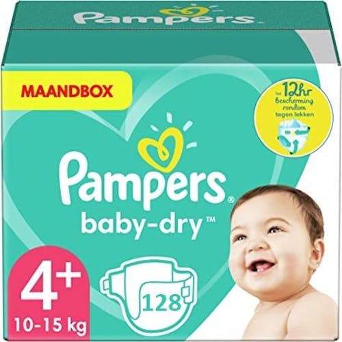 toetje voordelig Verkleuren Pampers Baby Dry Maat 4+ - 128 Luiers Maandbox | PostDrogist.nl