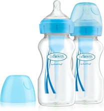 Dr. Brown's Options+ Anti-colic Brede Halsfles Duopack Blauw 270 ml