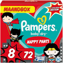 Pampers Baby Dry Pants Windelhosen Größe 8 - 72 Windelhosen Monatsbox - DC Superheroes Edition	