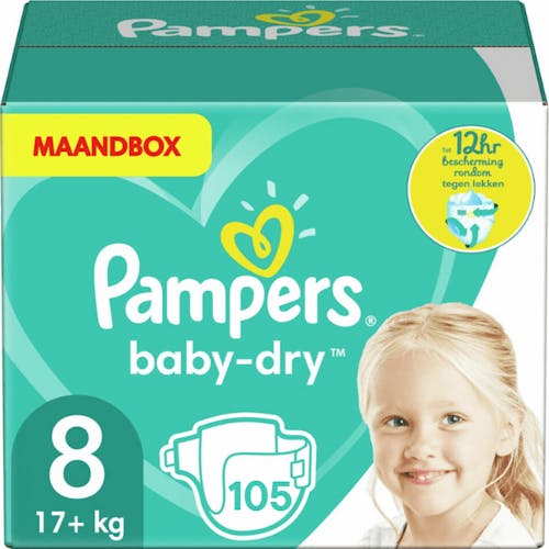 schandaal man munt Pampers Baby Dry Maat 8 - 105 Luiers Maandbox