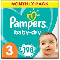 Pampers Baby Dry Windeln Große 3 - 198 Windeln Monatsbox
