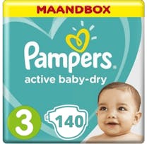 Pamper Active Baby Dry Maat 3 - 140 Luiers Maandbox	