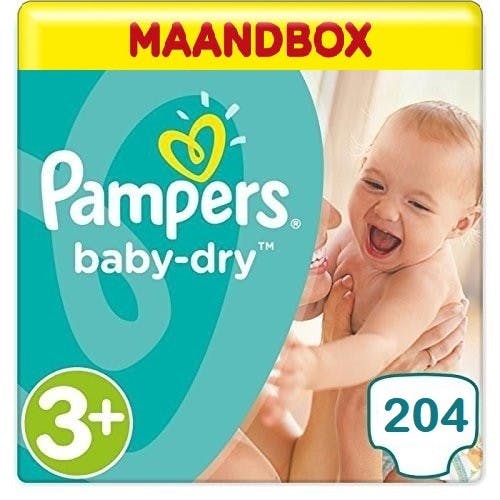 Persoon belast met sportgame Gehoorzaam programma Pampers Baby Dry Maat 3+ 204 Luiers Maandbox | PostDrogist.nl