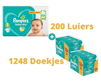 Pampers Baby Dry Luiers Maat 3 - 200 Stuks + Pampers Fresh Clean Billendoekjes 1248 Stuks