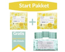Pura Startpakket - 1 Maandbox Maat 1 en 1 Maandbox Maat 2 + Gratis 672 Pura Babydoekjes Voordeelpakket