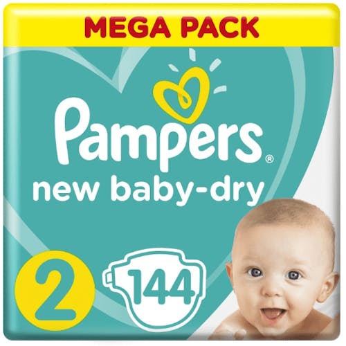 Leuren Zes Civiel Pampers New Baby Dry Maat 2 - 144 Luiers Maandbox