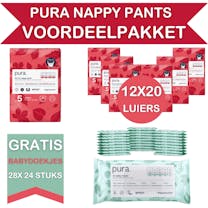 Pura Nappy Pants Voordeelpakket - 2 Maandboxen Maat 5 Nappy Pants + Gratis 672 Pura Babydoekjes